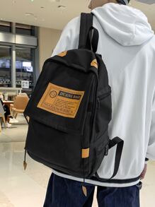 男士字母图案休闲背包，旅行书包，学院，学校万圣节圣诞节冬季圣诞礼物包男士旅行包书包背包 - 黑色 - 查看 4