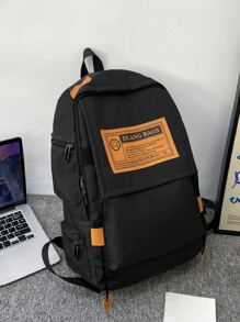 男士字母图案休闲背包，旅行书包，学院，学校万圣节圣诞节冬季圣诞礼物包男士旅行包书包背包 - 黑色 - 查看 5