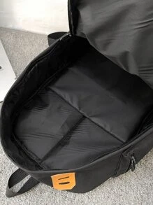 男士字母图案休闲背包，旅行书包，学院，学校万圣节圣诞节冬季圣诞礼物包男士旅行包书包背包 - 黑色 - 查看 8