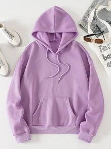 SHEIN EZwear Quần áo thể thao nữ Dây kéo Túi Hoa Loại bướm Giải trí - Màu Lilac Tím - Xem 2