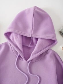 SHEIN EZwear Quần áo thể thao nữ Dây kéo Túi Hoa Loại bướm Giải trí - Màu Lilac Tím - Xem 3