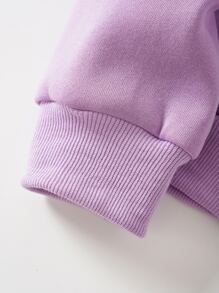 SHEIN EZwear Quần áo thể thao nữ Dây kéo Túi Hoa Loại bướm Giải trí - Màu Lilac Tím - Xem 5