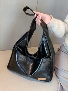 字母補丁細節流浪包 - 黑色 - 查看 2