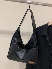 字母補丁細節流浪包 - 黑色 - 查看 4