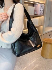 字母補丁細節流浪包 - 黑色 - 查看 5