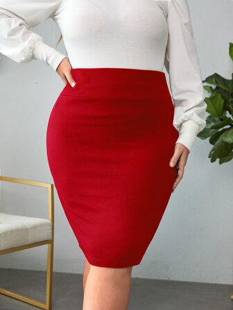 SHEIN Privé Enkel Elegant Plus Size Kjol