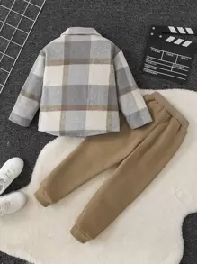 SHEIN Chàng trai trẻ Kẻ sọc Túi Kép Áo khoác & Quần nỉ Không có áo len - Nhiều màu - Xem 2