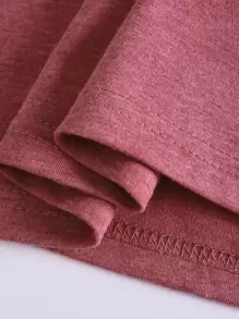 SHEIN LUNE Floral And Letter Graphic Tee - Redwood - View 4