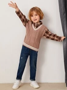 Niños Jeans desgarro con bolsillo oblicuo - Azul lavado oscuro - Ver 4