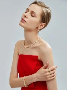 MOTF PREMIUM 方晶鋯石裝飾項鍊 - 金黃色 - 查看 4