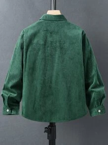 SHEIN Tween Boy Pocket Patched Shirt Without Tee - Dark Green - View 2