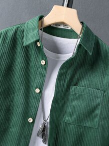 SHEIN Tween Boy Pocket Patched Shirt Without Tee - Dark Green - View 4