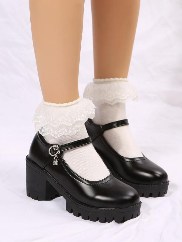 Zapatos Mary Jane con tacón grueso para mujer Zapatos de tacón con