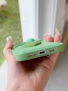 Valentines Green Pull-And-Slide Transparent Double Heart-Shaped Pendant Picture Frame Card Holder Phone Case Compatible With Iphone