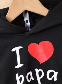 Baby Boy Heart & Slogan Graphic Hoodie & Sweatpants - Black - View 4