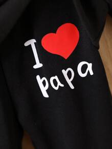 Baby Boy Heart & Slogan Graphic Hoodie & Sweatpants - Black - View 5