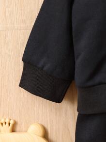 Baby Boy Heart & Slogan Graphic Hoodie & Sweatpants - Black - View 6