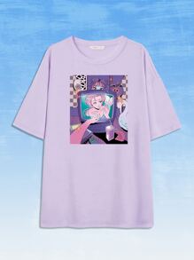 angelcry3 Camiseta con estampado de dibujos animados - Lila Púrpura - Ver 1