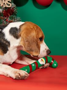 1 قطعة لعبة مضغ صوتية للحيوانات الأليفة بشكل قصبة سكر عيد الميلاد