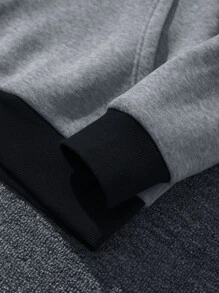 Manfinity Men Letter Graphic Drawstring Contrast Hoodie - Grey - View 3