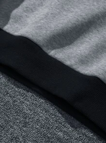 Manfinity Men Letter Graphic Drawstring Contrast Hoodie - Grey - View 4