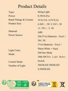 1入組雪花設計10/20/30 LED2/3/4.5M燈簾 - 彩色 - 查看 7