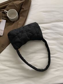 Bolso hobo con bordado floral - Negro - Ver 2