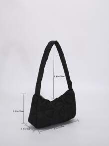 Bolso hobo con bordado floral - Negro - Ver 3