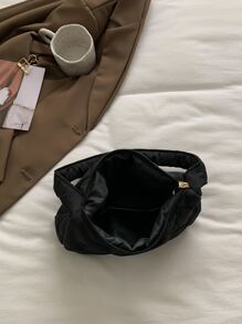 Bolso hobo con bordado floral - Negro - Ver 4