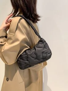 Bolso hobo con bordado floral - Negro - Ver 6