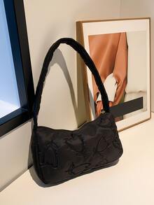 Bolso hobo con bordado floral - Negro - Ver 7