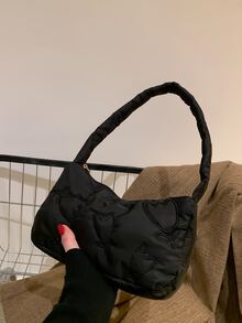 Bolso hobo con bordado floral - Negro - Ver 8