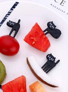 6入組卡通貓形狀隨機水果叉