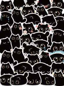40Pcs Funny Black Cat Sticker - Black - View 1