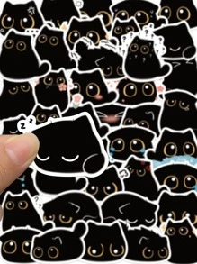40Pcs Funny Black Cat Sticker - Black - View 5