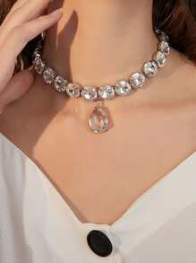 Vòng cổ trang trí bằng đá quý - Bạc - Xem 2