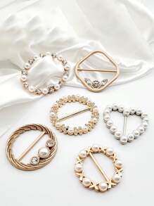 6入組水鑽和人造珍珠裝飾DIY扣飾 - 彩色 - 查看 1