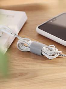 1pc Plain Nylon Cable Tie, Multi Purpose Adjustable Data Cable Management Tie With Magic Sticker - Grey - View 3