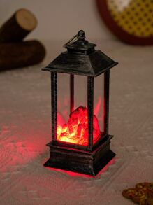 1pc ABS LED Decoration Lantern, Modern Fireplace Design Decorative Candle Lantern For Home - Red - View 1
