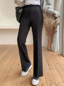 DAZY Women Suit Pants Nút Dây kéo màu trơn - màu đen - Xem 4