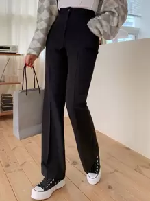 DAZY Women Suit Pants Nút Dây kéo màu trơn - màu đen - Xem 7