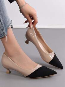 Women's Lightweight Comfortable Fashionable Pointed Toe Color Block High Heels