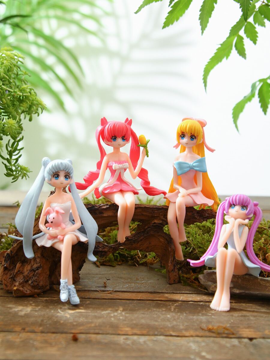 4pcs Figure Design Garden Decoration Craft - Multicolor - View 1