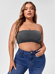 Sujetador bandeau de canalé - Gris Oscuro - Ver 3