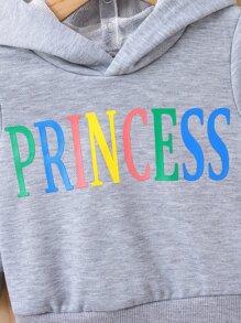 Đứa bé gái Đồ họa Chữ cái Áo Hoodie & Quần thể thao - Xám - Xem 3