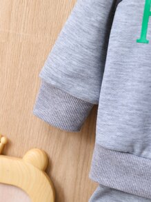 Đứa bé gái Đồ họa Chữ cái Áo Hoodie & Quần thể thao - Xám - Xem 6