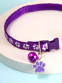 1入寵物項圈用貓狗爪印吊墜,適合小型貓狗牽引佩戴 - 紫色 - 查看 4