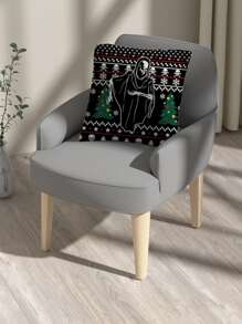 ROMWE 1入組聖誕骷髏和樹圖案靠墊套不附帶墊芯 - 彩色 - 查看 3