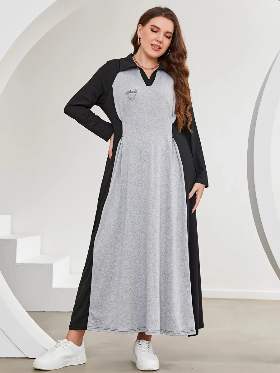 Mulvari Plus Colourblock Raglan Sleeve Tee Dress - Multicolor - View 1