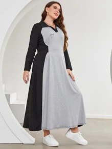 Mulvari Plus Colourblock Raglan Sleeve Tee Dress - Multicolor - View 4